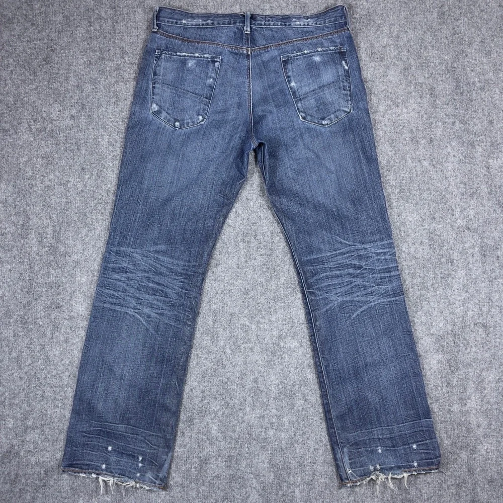 Banana Republic Jeans Mens 34x32 Blue Distressed Straight Leg Denim